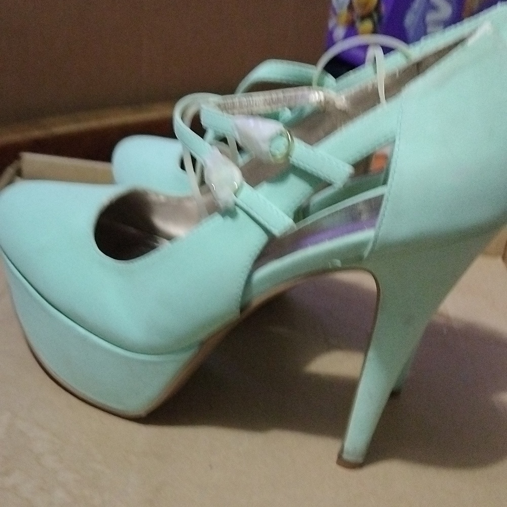 Mint green heels